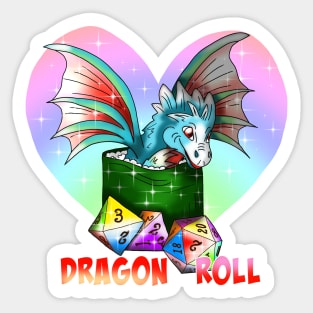 dragon roll sushi with rainbow dnd dice Sticker